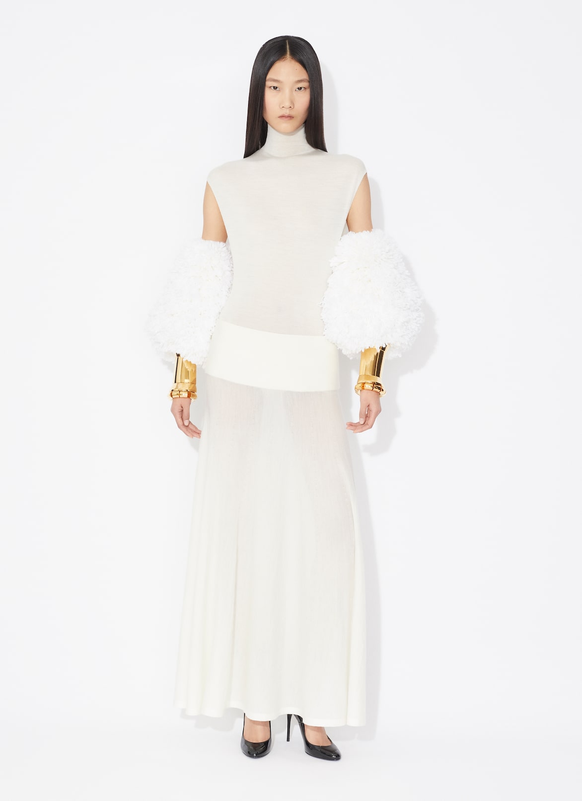CAP SLEEVE KNIT BODY ALAÏA NATURAL WHITE CAP SLEEVE KNIT BODY